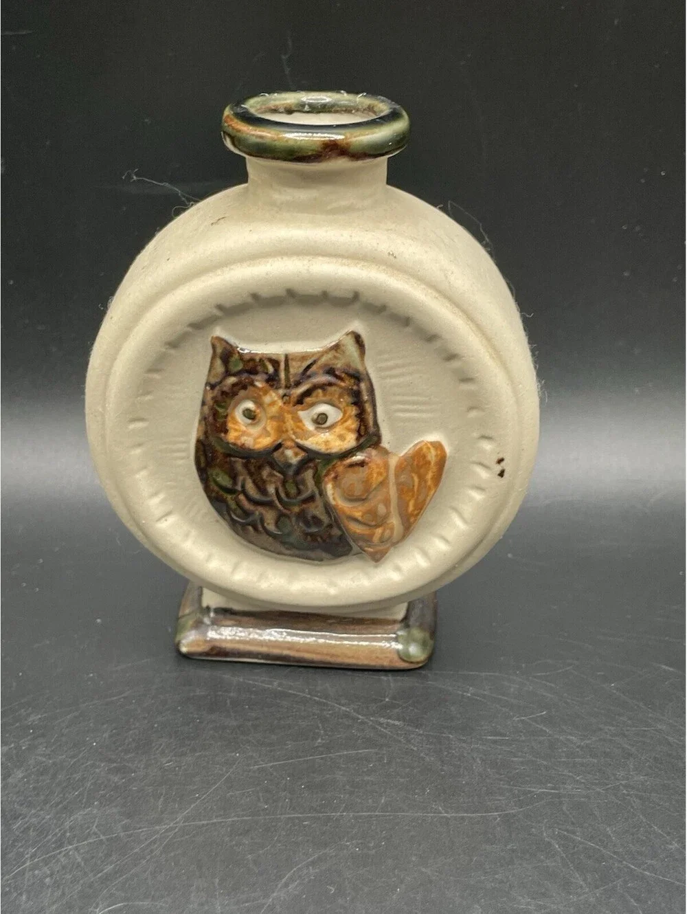 Vintage Ceramic “Owl” Round Bud Vase